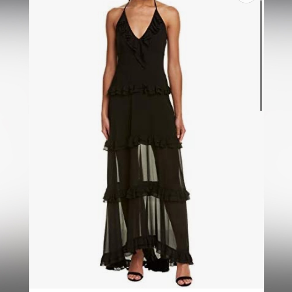 Nicole Miller Prom Ruffle Tiered Gown Black NWT 4 style CF10209